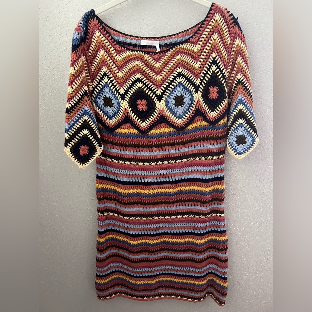 SEE BY CHLOÉ Crocheted Cotton Mini Dress Size Medium New - Picture 2 of 11
